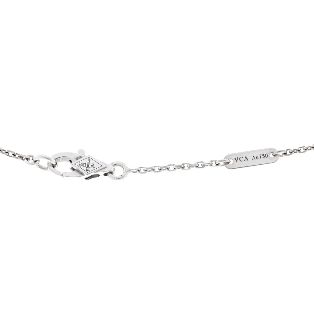 18K White Gold Diamond Sweet Alhambra Pendant Necklace
