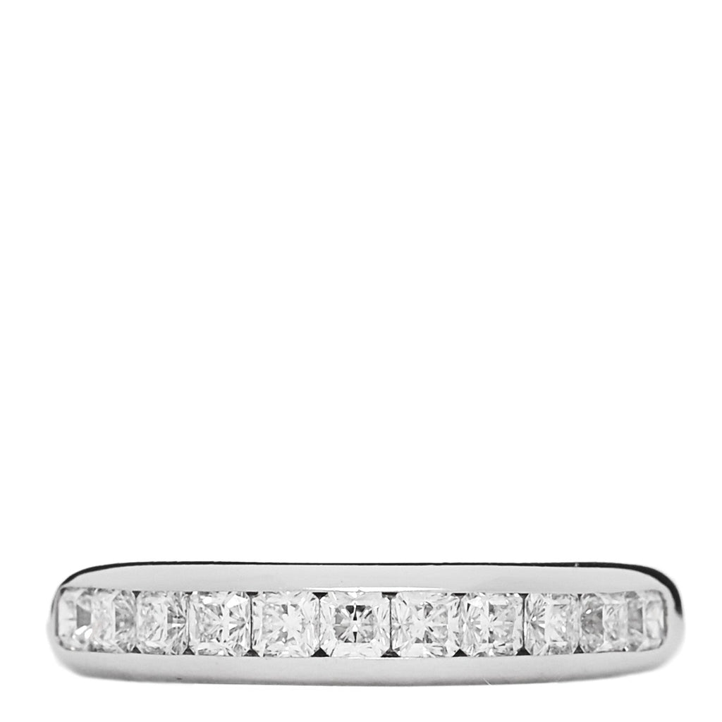 Platinum Diamond Princess Lucida Half Circle Wedding Band Ring 53 6.25