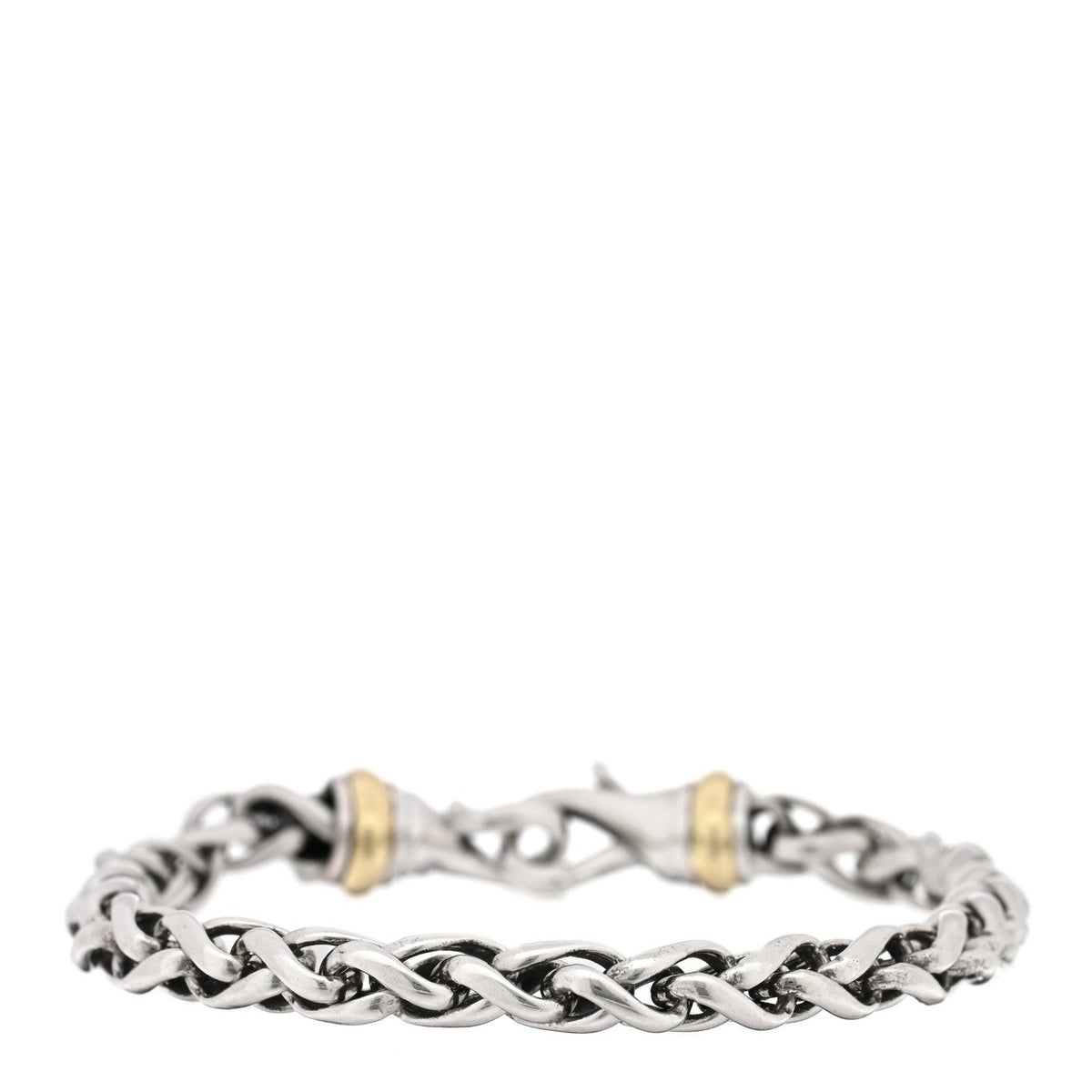 Sterling Silver 14K Yellow Gold 6mm Wheat Chain Bracelet
