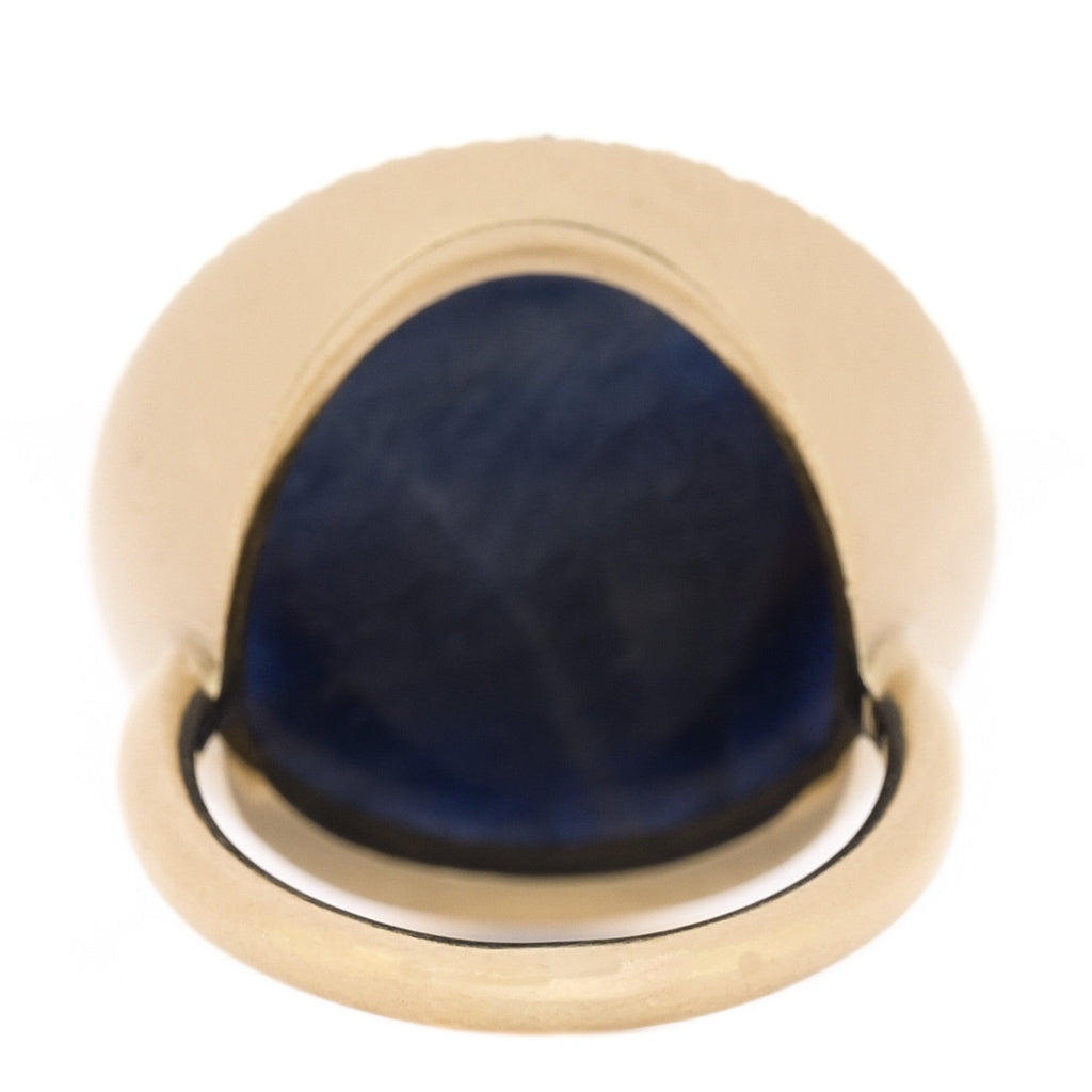 18K Yellow Gold Diamond Sapphire Ring 53 6.25