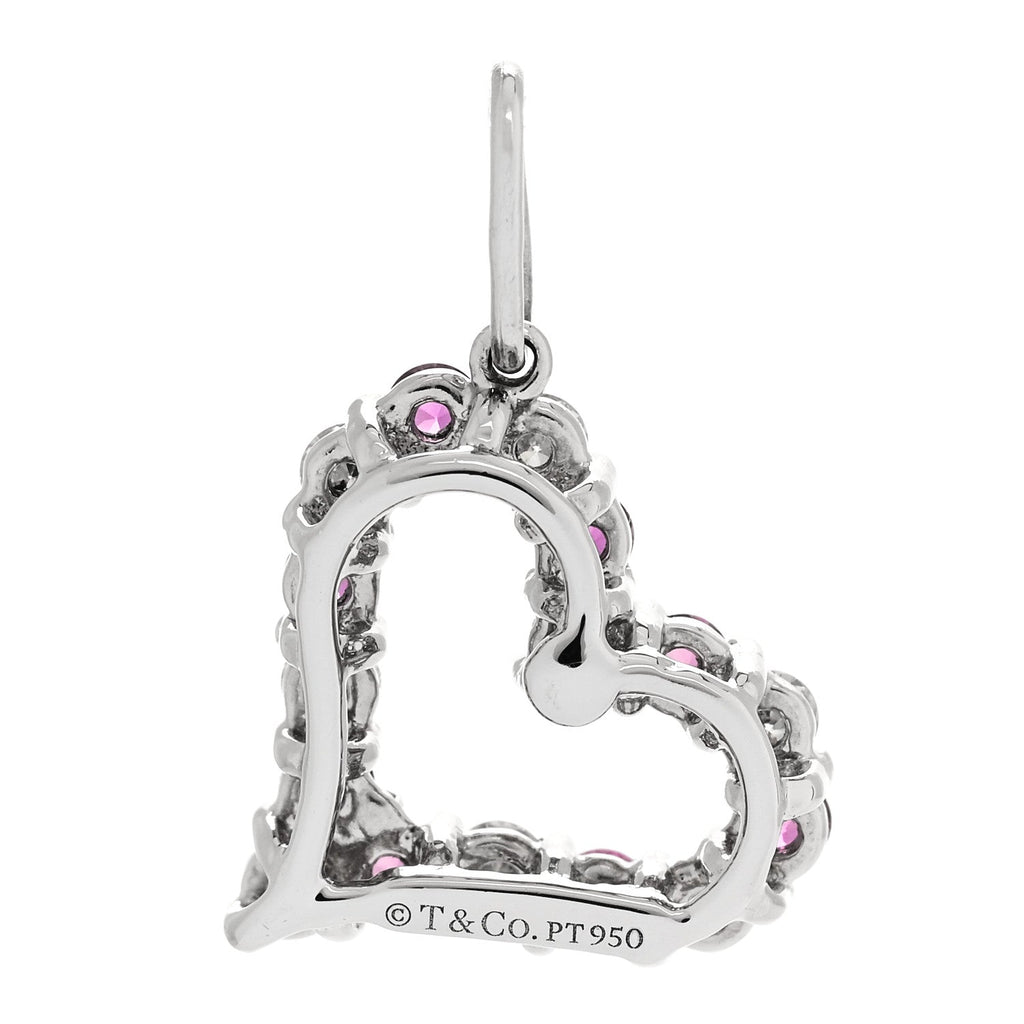 Platinum Diamond Pink Sapphire Mini Heart Charm