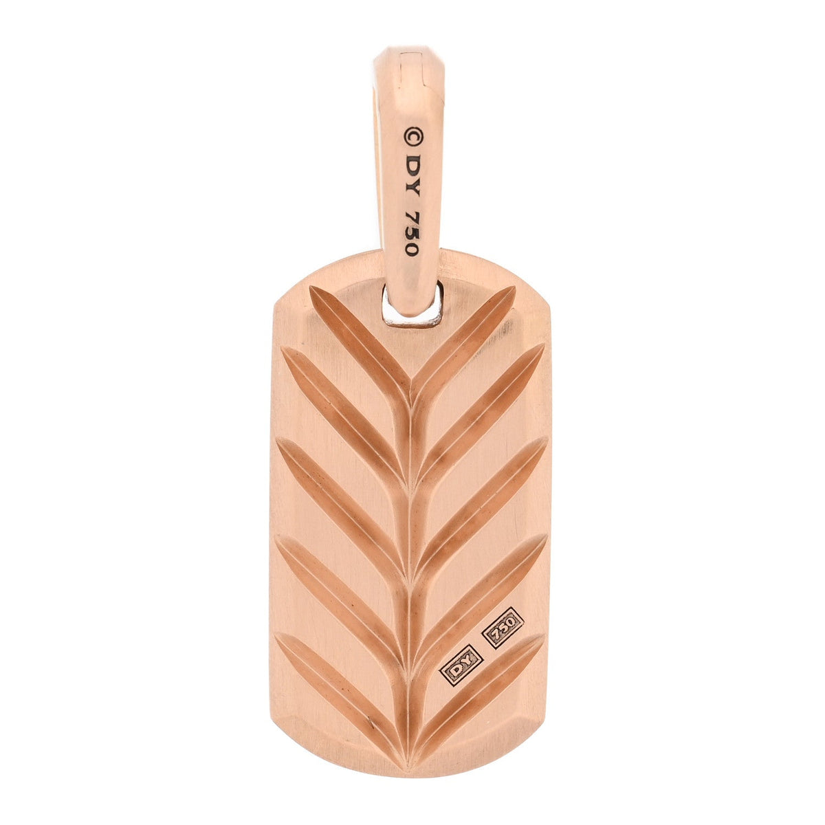 18K Rose Gold Cognac Diamond 21mm Chevron Dog Tag Pendant
