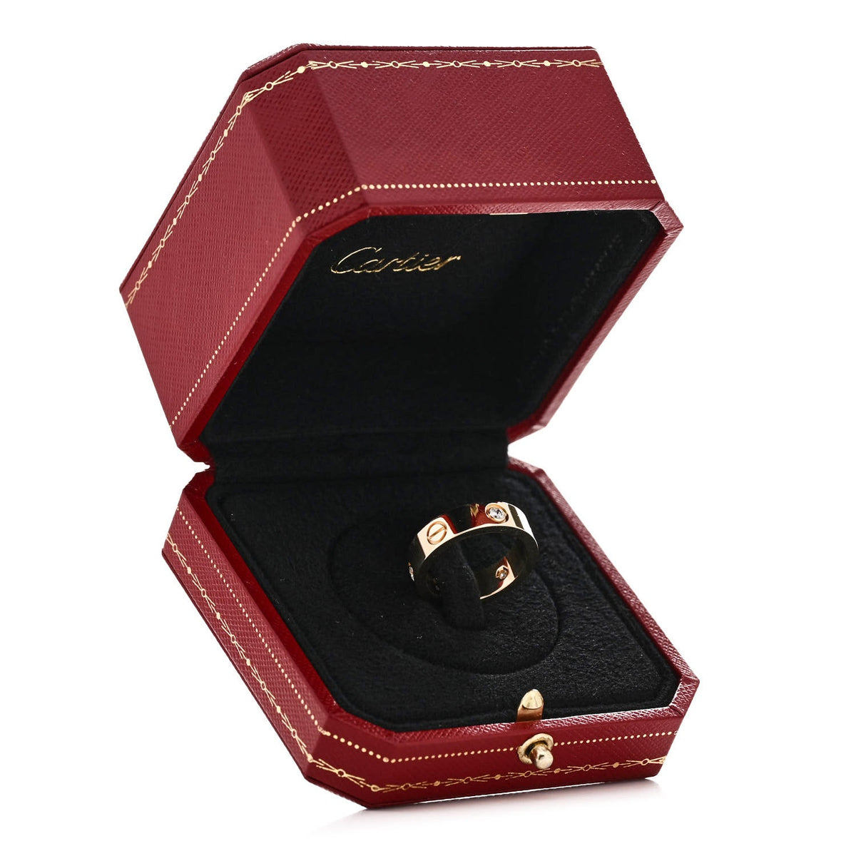 18K Pink Gold 3 Diamond LOVE Ring 55 7.25