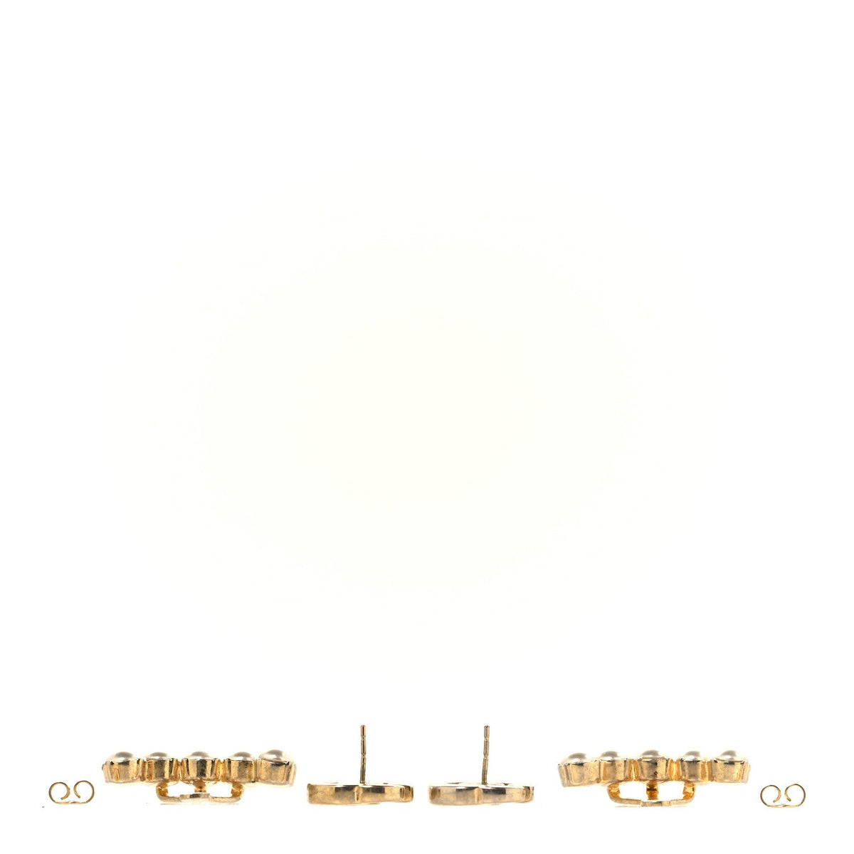 Metal Pearl Double G Drop Earrings Gold