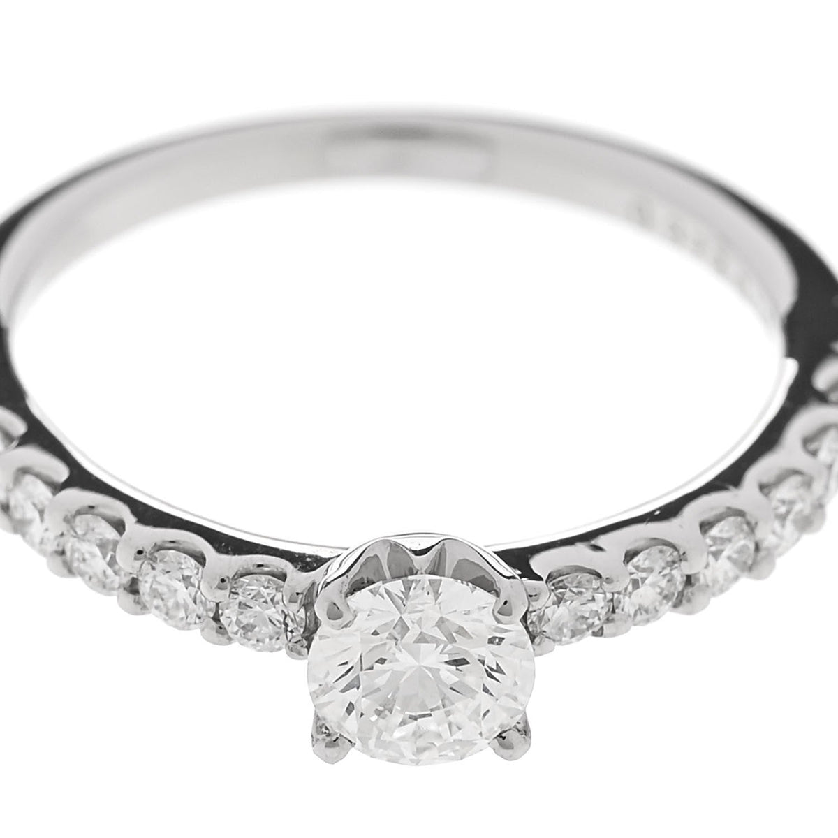 Platinum Diamond .37ct Round Cut Solitaire Half Eternity Engagement Ring  49 5