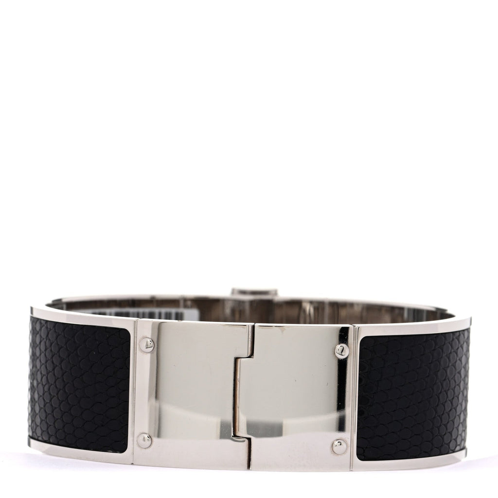 Lizard Charniere Cuir Wide Hinged Bracelet L Ombre