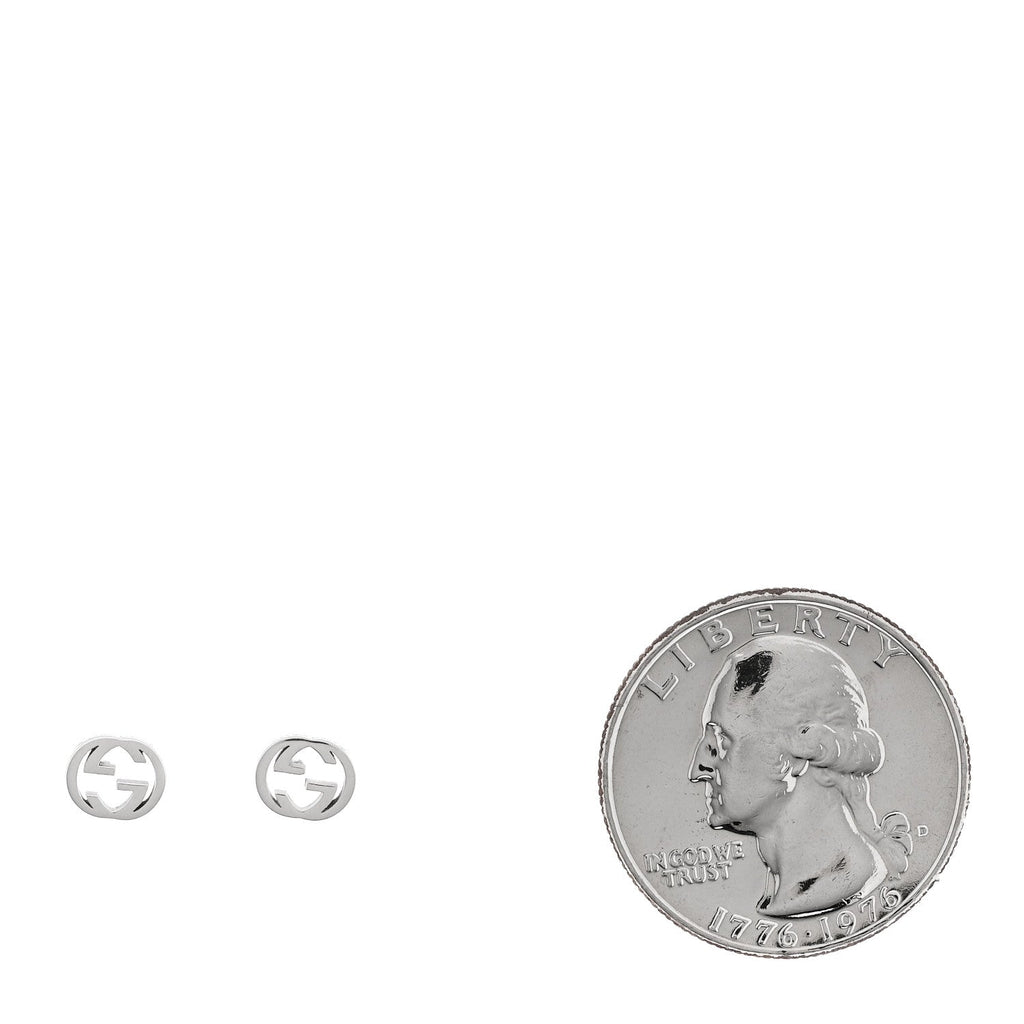 18K White Gold Interlocking G Stud Earrings