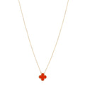 18K Yellow Gold Carnelian Vintage Alhambra Pendant Necklace