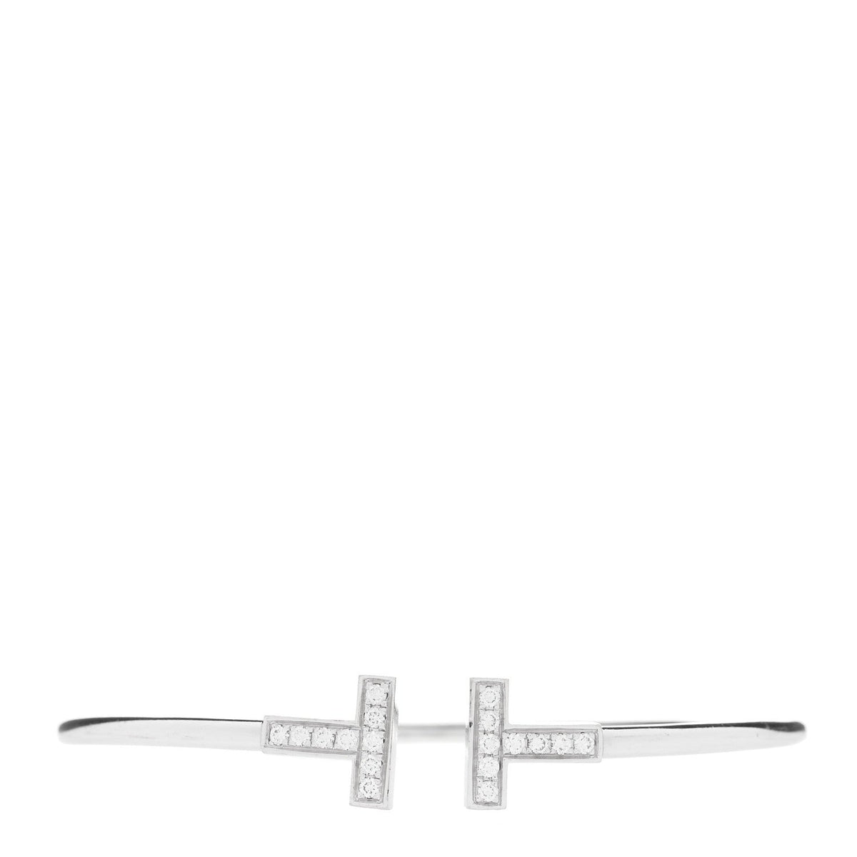 18K White Gold Diamond T Wire Bracelet