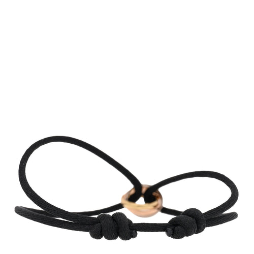 18k Pink Yellow White Gold Trinity Adjustable Cord Bracelet Black