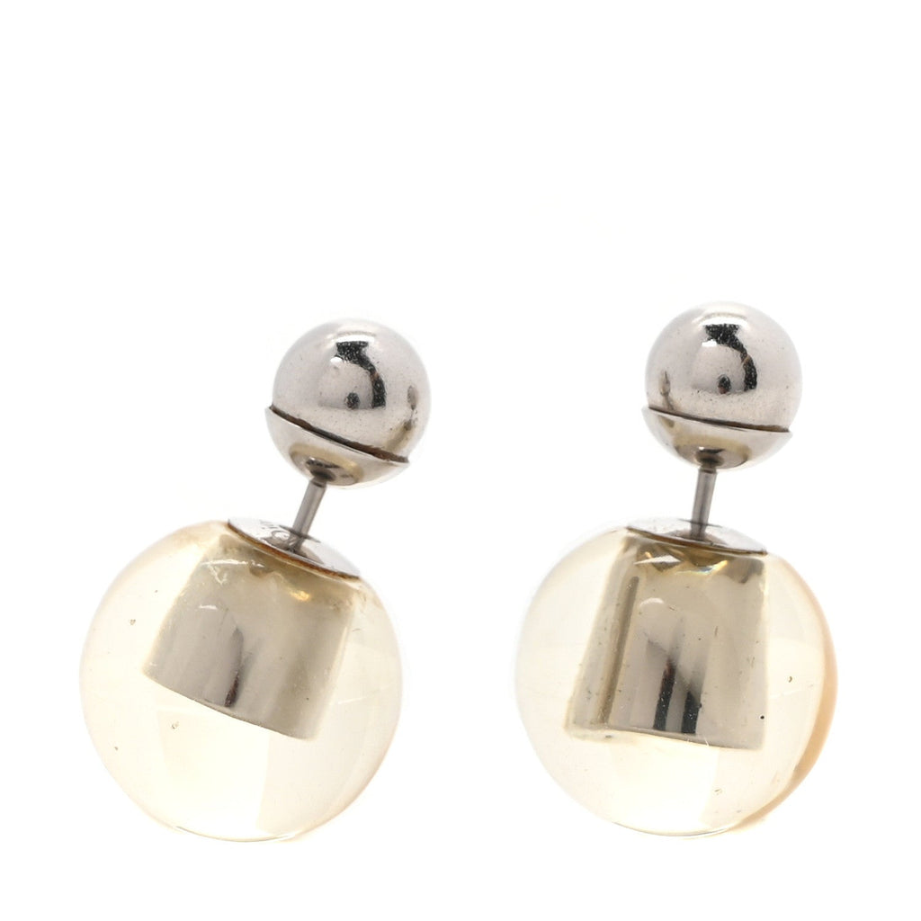 Mise En Dior Tribal Logo Earrings Translucent Silver