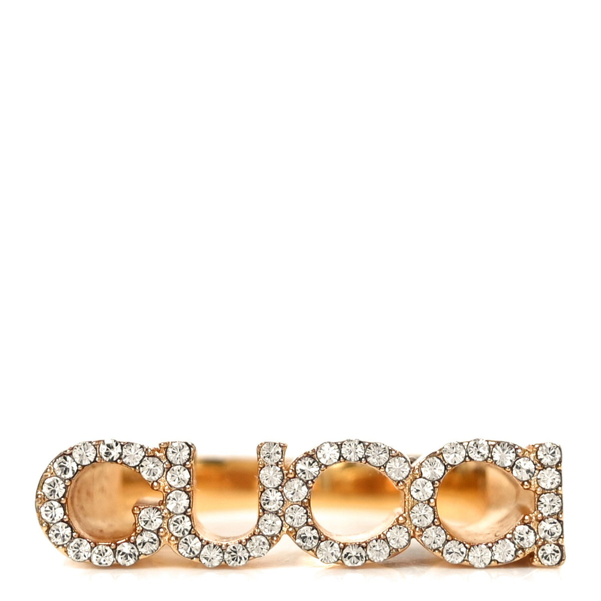 Brass Crystal Logo Letter Ring S Gold
