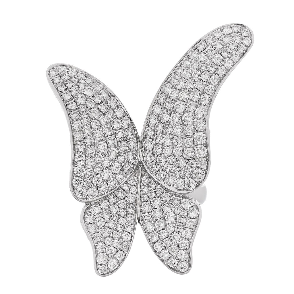 18K White Gold Diamond 3.25ctw Butterfly Ring 54 7