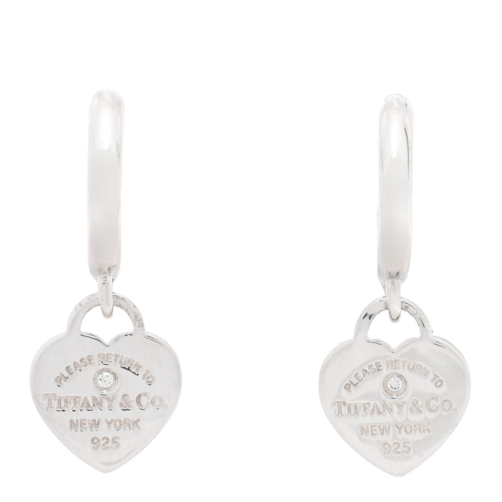 Sterling Silver Diamond Mini Return To Tiffany Heart Hoop Earrings