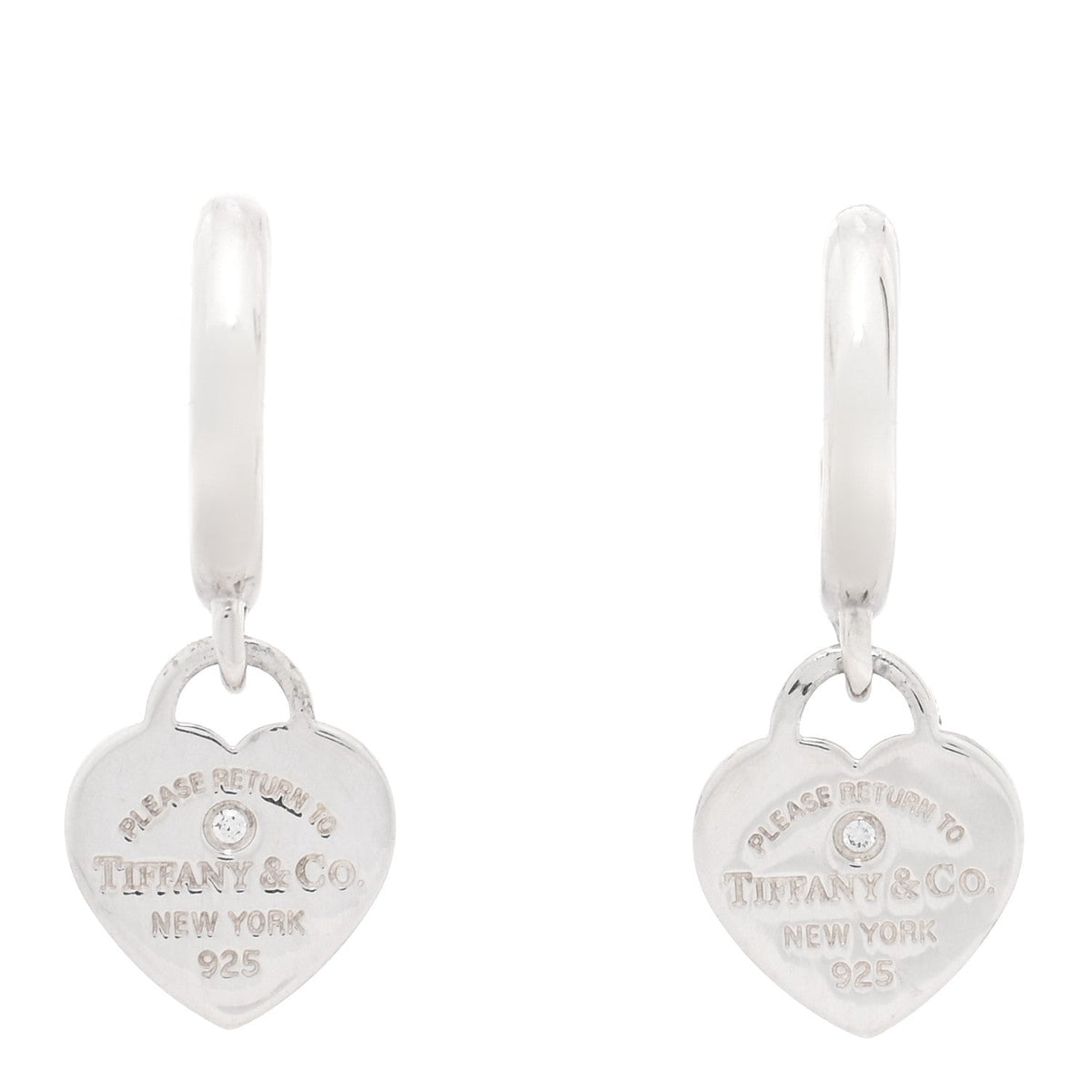 Sterling Silver Diamond Mini Return To Tiffany Heart Hoop Earrings