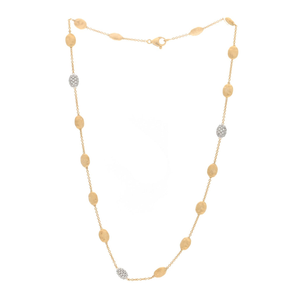 18K Yellow White Gold Diamond Siviglia Small Bead Short Necklace