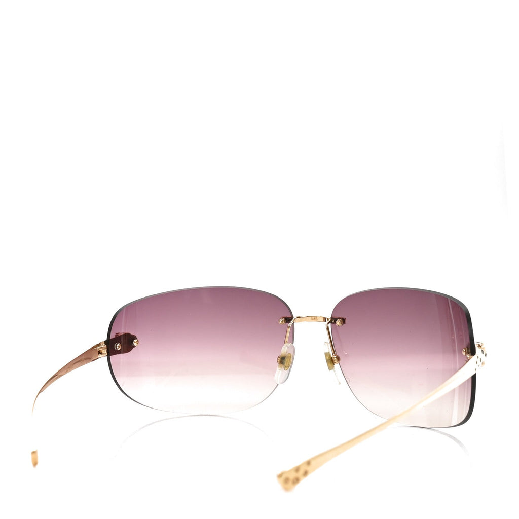 Metal Rimless Panthere De Cartier Sunglasses CT0266S Gold