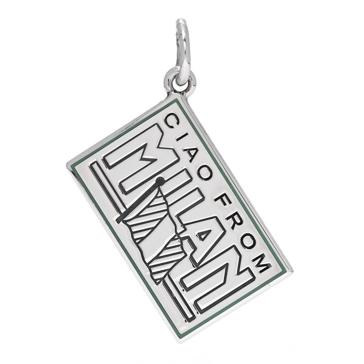 Sterling Silver Enamel Milan Postcard Charm Blue