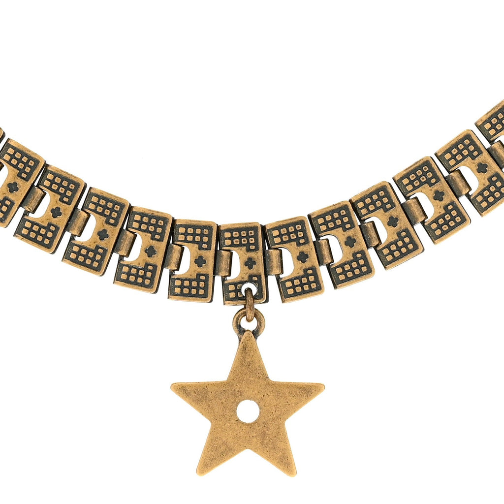 Metal Star Choker Necklace Aged Gold