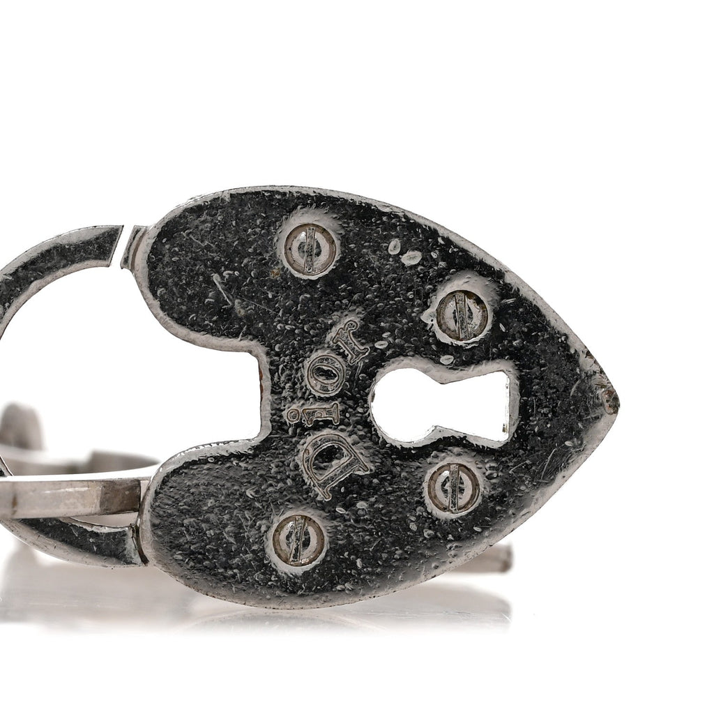 Metal Multi Charm Oval Clip On Drop Earrings Silver