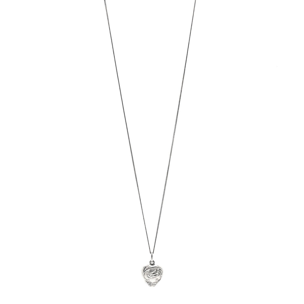 Metal Heart Necklace Silver