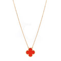 18K Yellow Gold Carnelian Vintage Alhambra Pendant Necklace