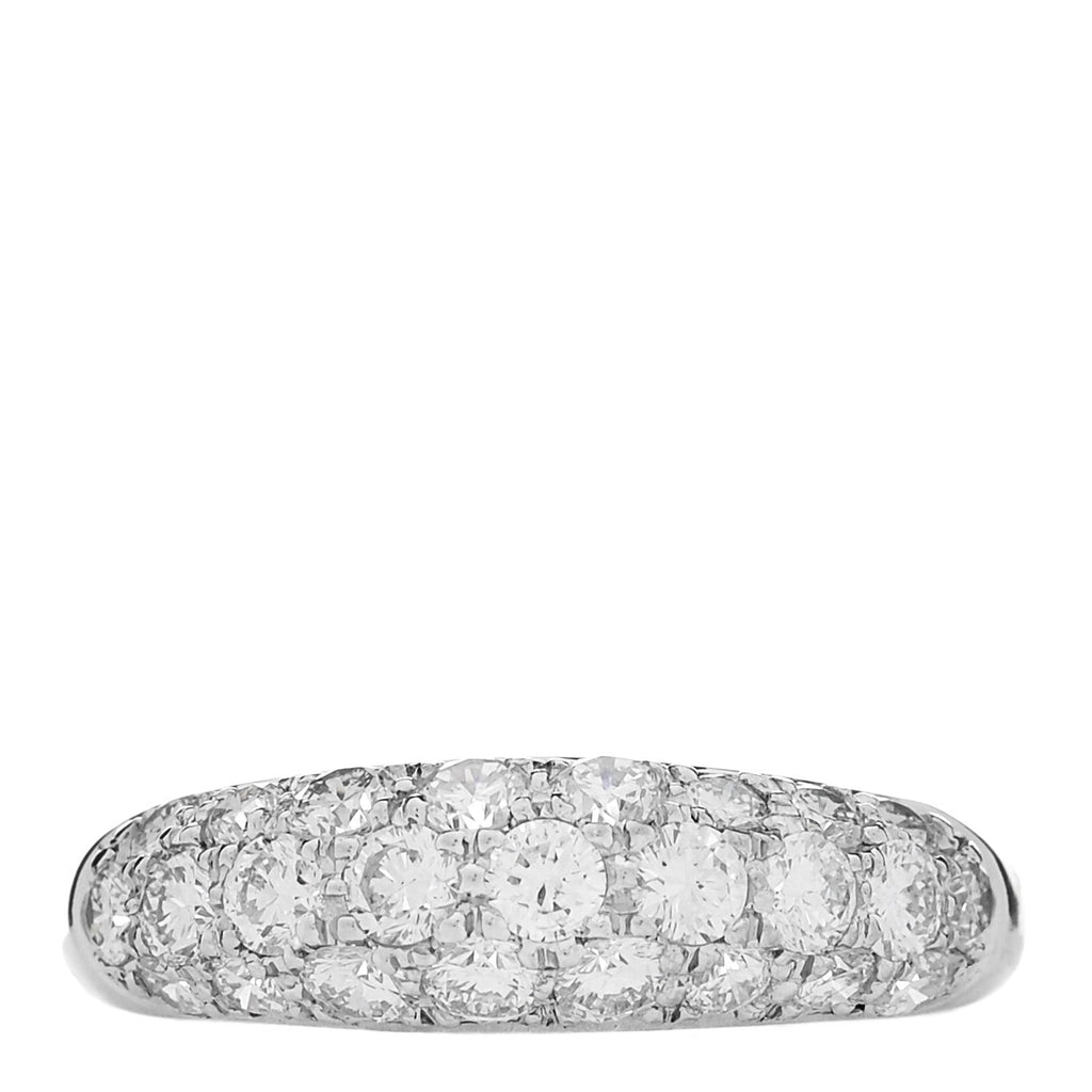 Platinum Diamond 1.18ctw Three Row Dome Band Ring  52 6