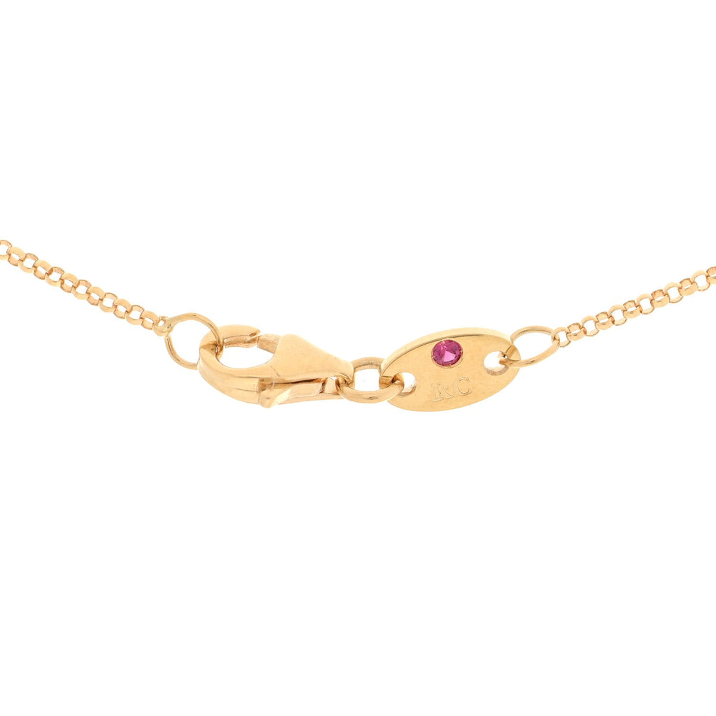 18K Yellow Gold Diamond Princess Butterfly Pendant Necklace