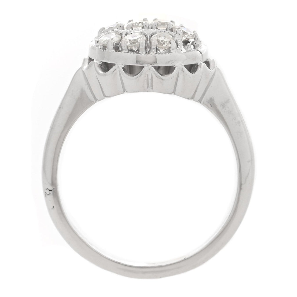 14K White Gold Diamond .40ctw Round Cocktail Ring 53 6.5
