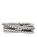 Sterling Silver 14K White Gold Diamond 7mm Crossover Ring 50 5.5