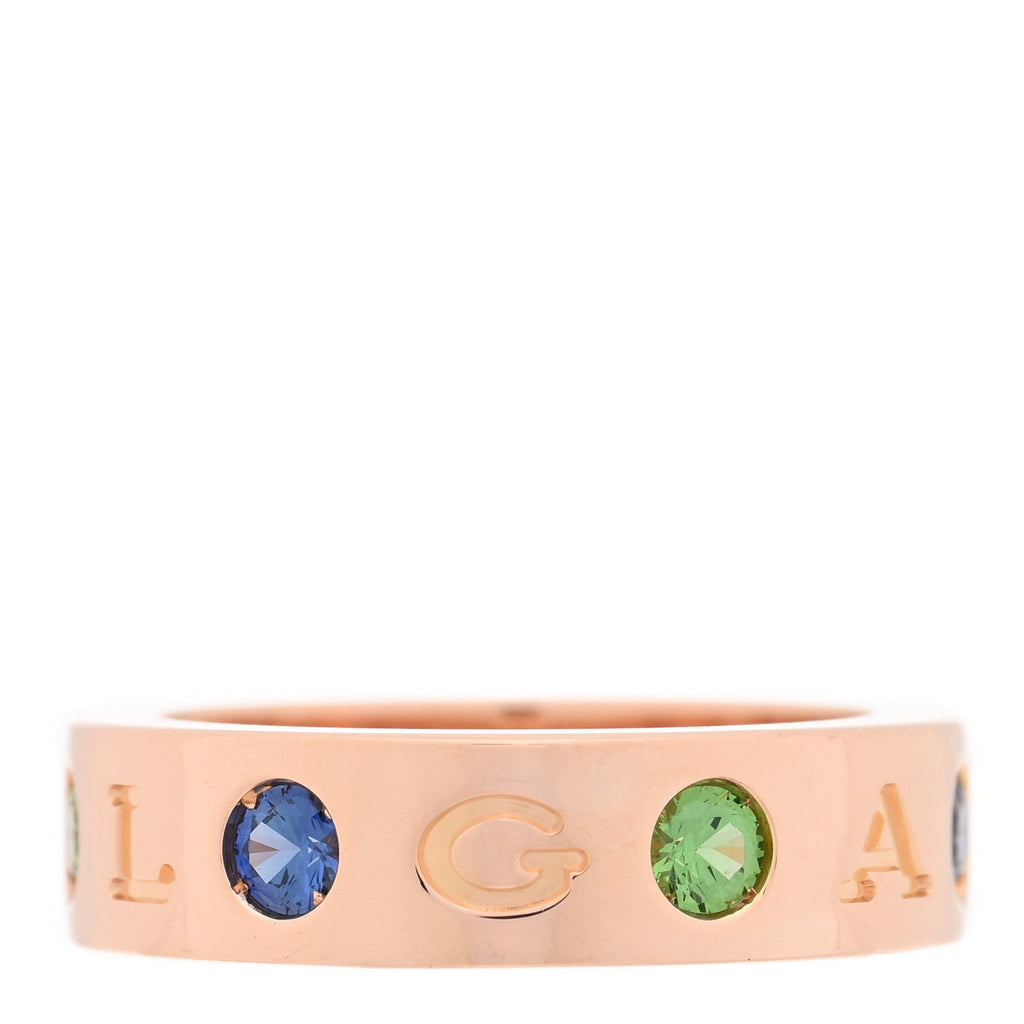 18K Rose Gold Diamond Sapphire Tsavorite Garnet Roman Sorbet Band Ring 49 5