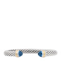 Sterling Silver 14K Yellow Gold Blue Topaz 7mm Cable Classics Bracelet