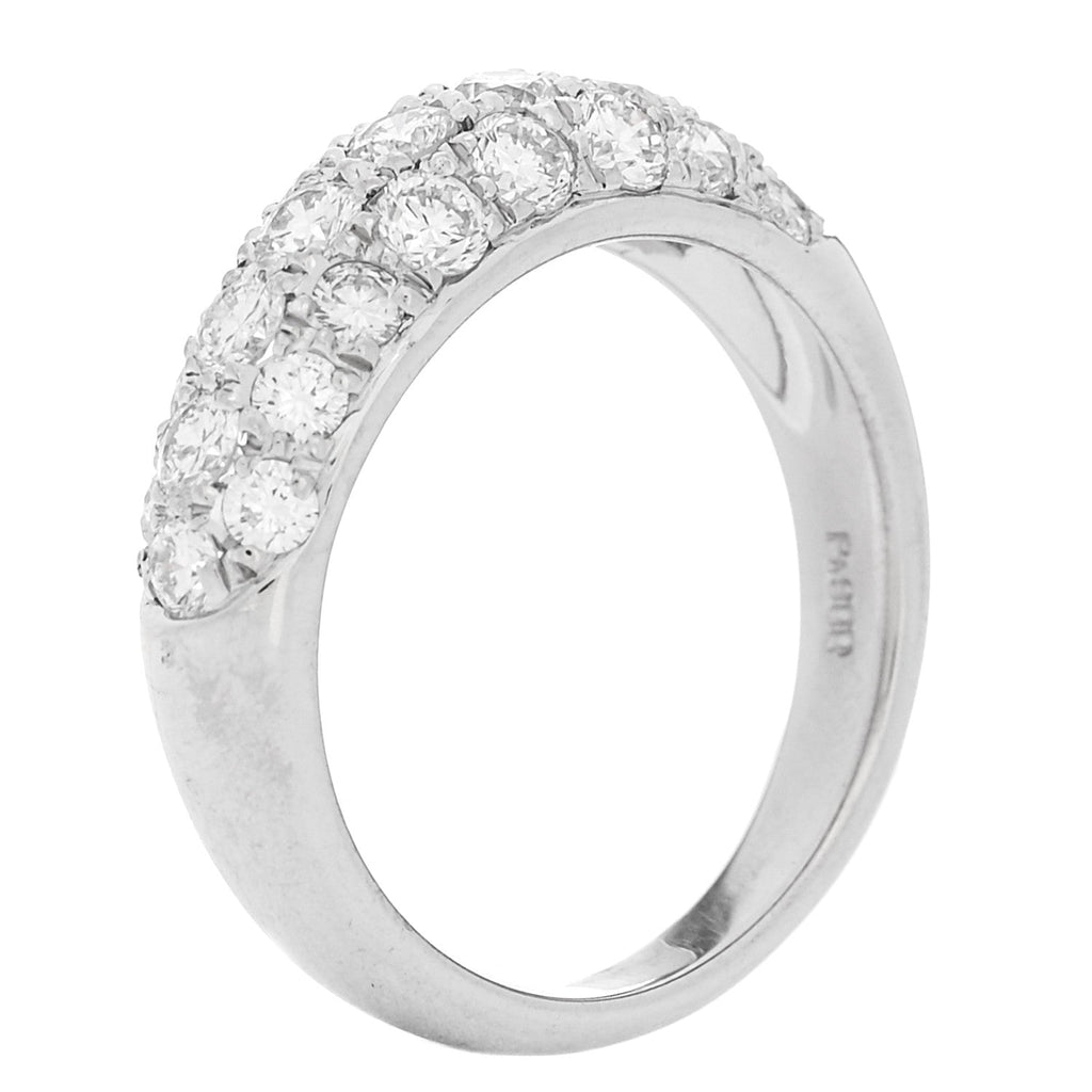 Platinum Diamond 1.18ctw Three Row Dome Band Ring  52 6