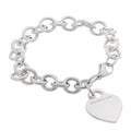 Sterling Silver Heart Tag Charm Bracelet