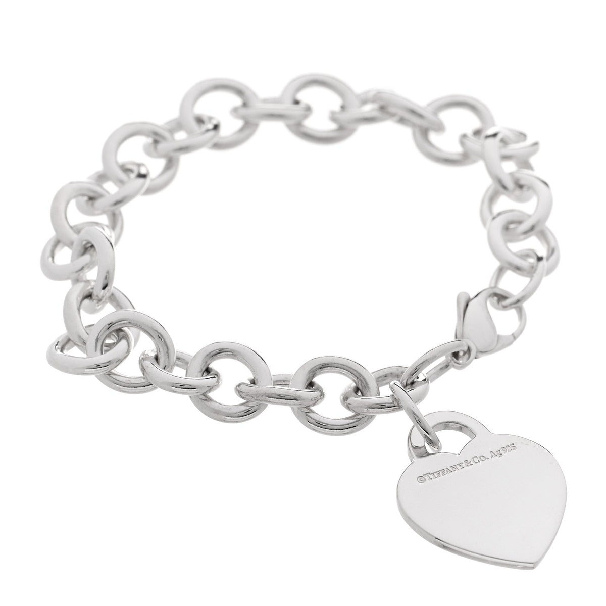 Sterling Silver Heart Tag Charm Bracelet