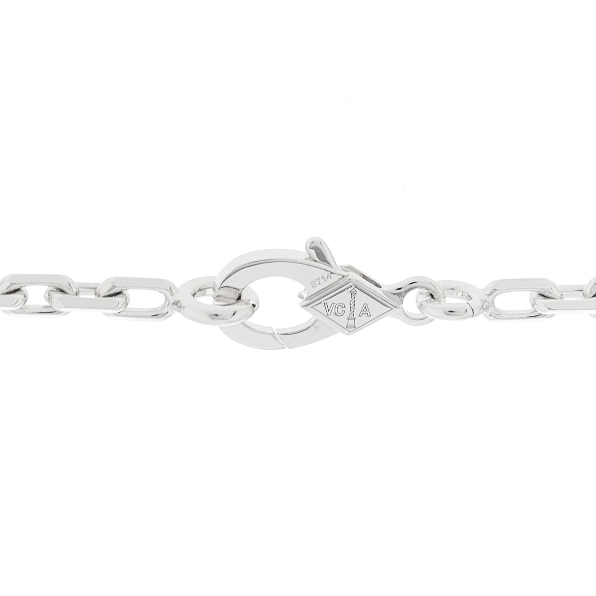 18K White Gold Chalcedony 10 Motifs Vintage Alhambra Necklace