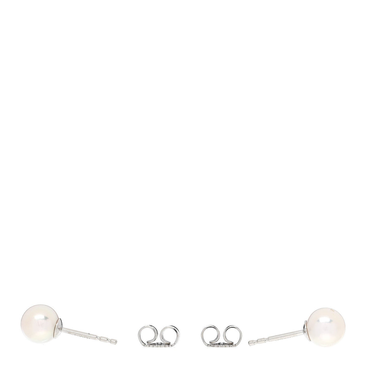 18K White Gold Akoya Cultured Pearl 6-6.5mm Stud Earrings