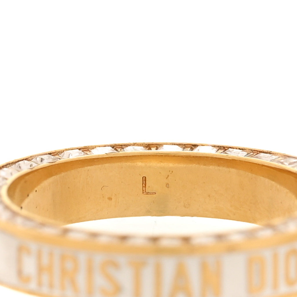 Metal Lacquer Crystal Night Code Ring L Gold White