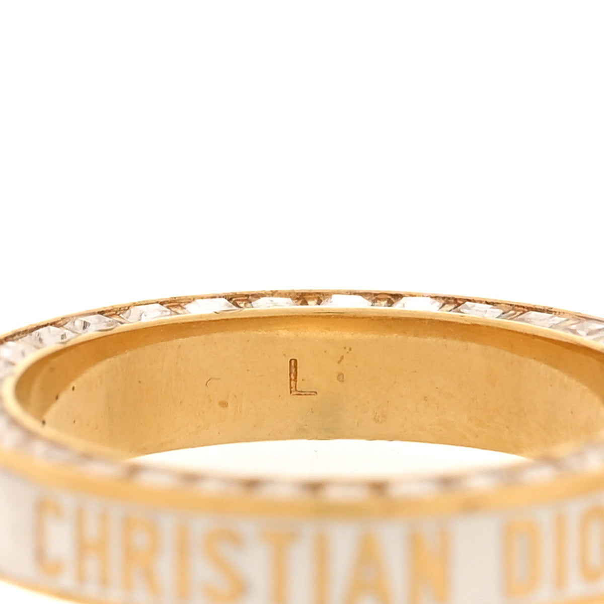 Metal Lacquer Crystal Night Code Ring L Gold White