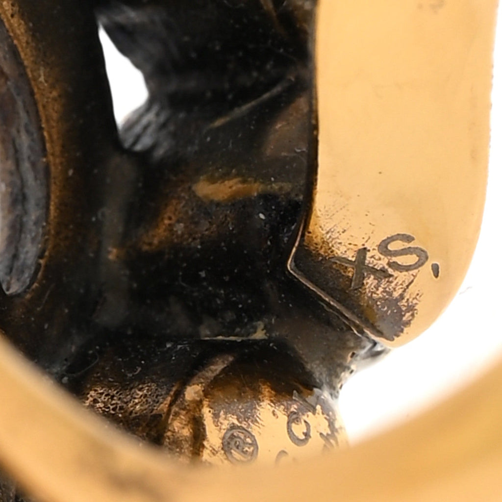 Metal Crystal Double G Ring XS Aged Gold