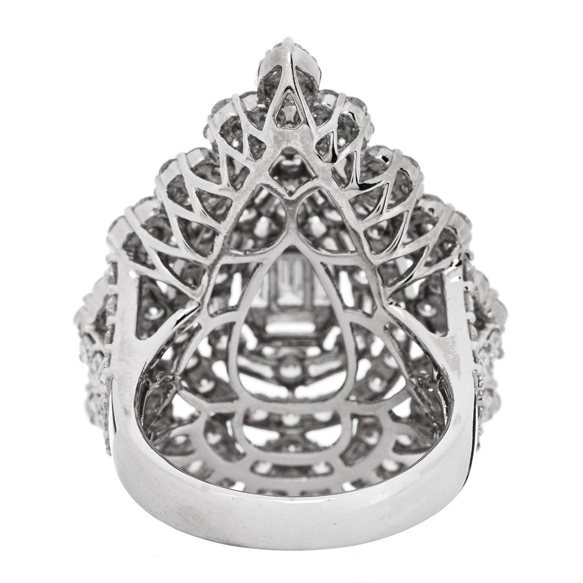 18K White Gold Diamond 4.70ctw Multi Shape Cocktail Ring  56 7.5