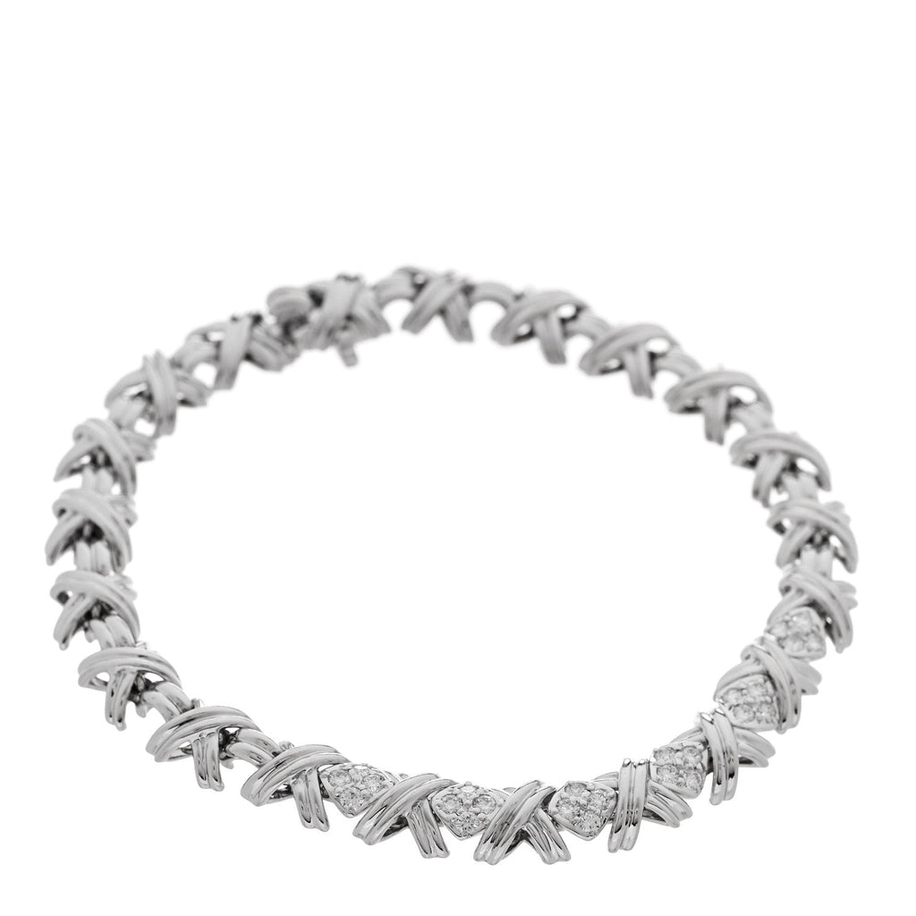 18K White Gold Diamond Signature X Bracelet