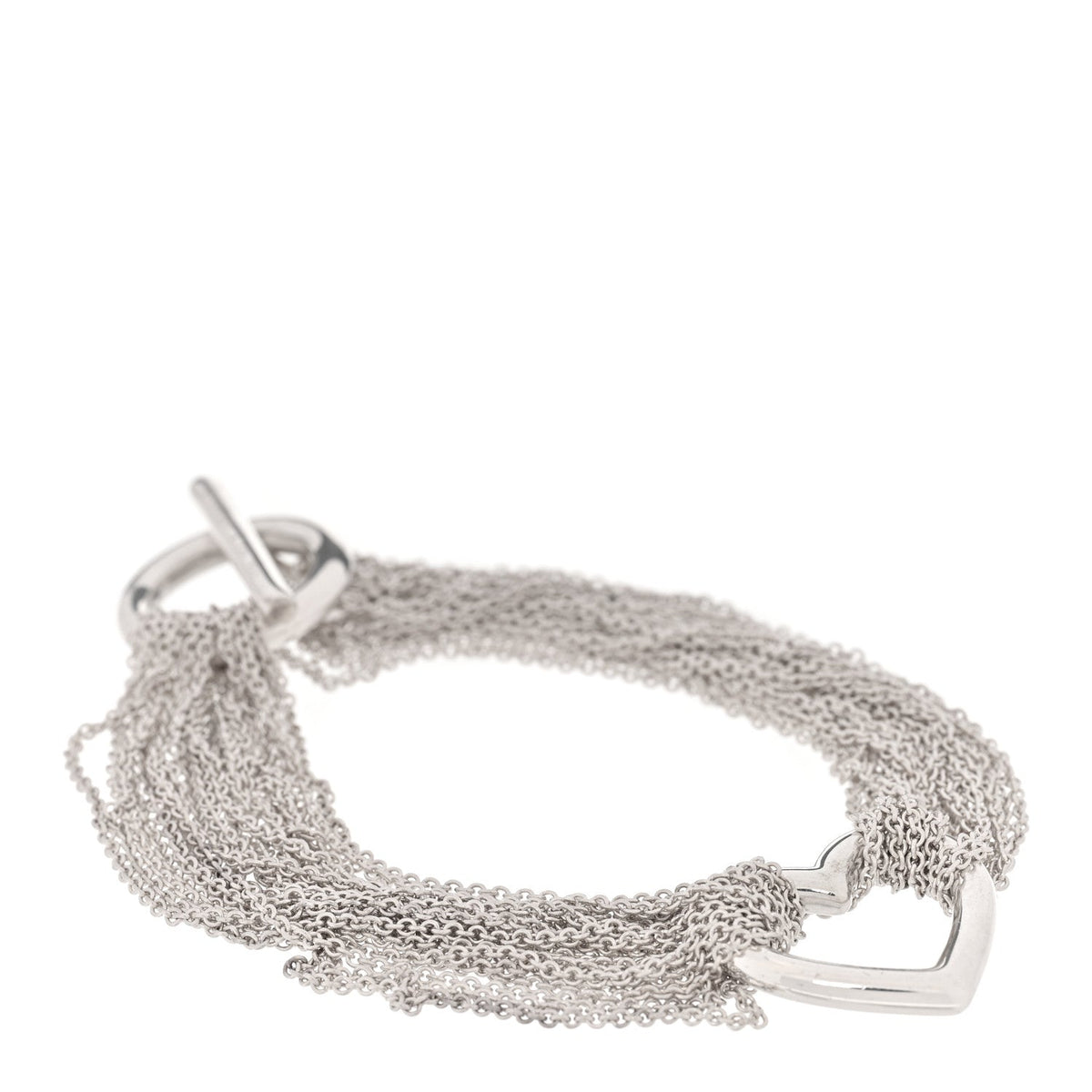 Sterling Silver Open Heart Multi Strand Bracelet