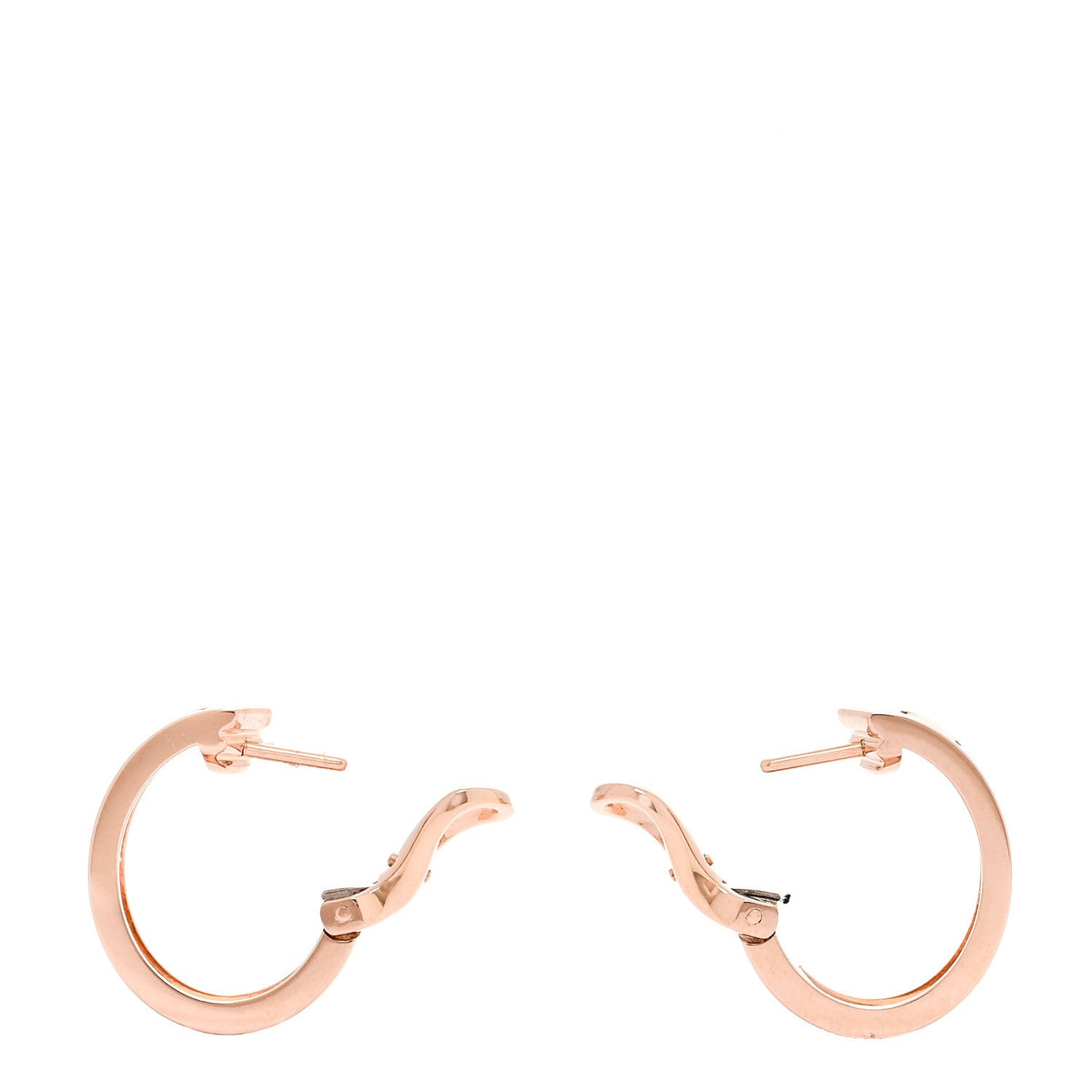18K Pink Gold 2 Diamond 5.5mm LOVE Hoop Earrings