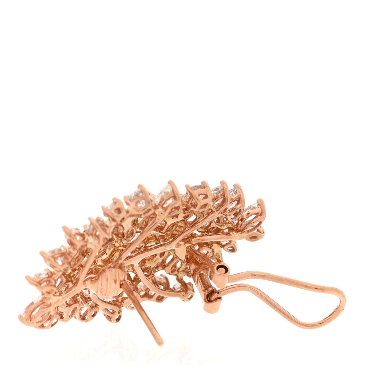 18K Rose Gold Pink Diamond Cluster Earrings