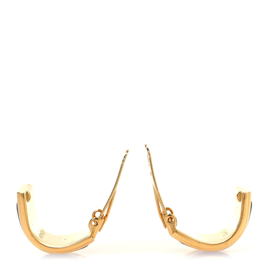 Printed Enamel Clip On Earrings Gold