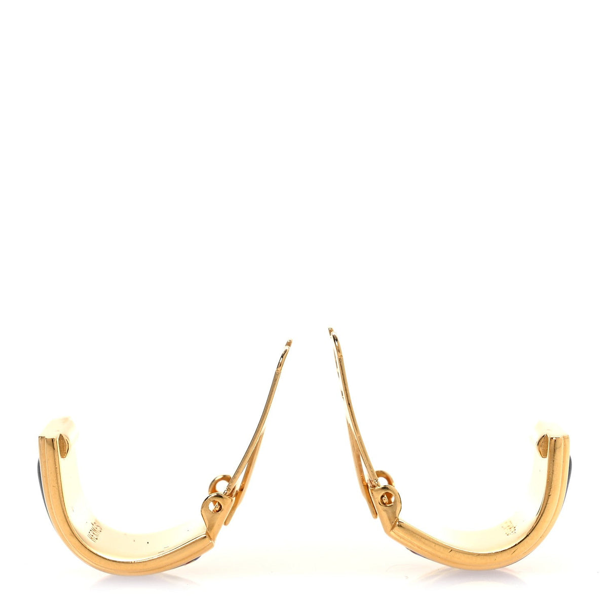 Printed Enamel Clip On Earrings Gold