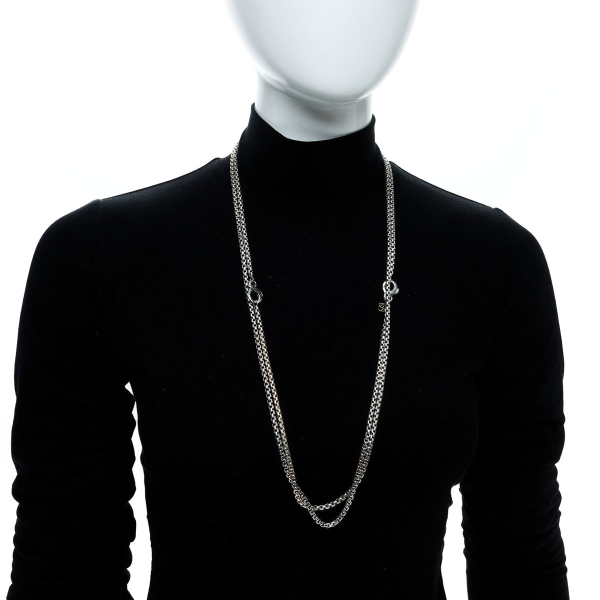 Sterling Silver 14K Yellow Gold Long Box Chain Necklace
