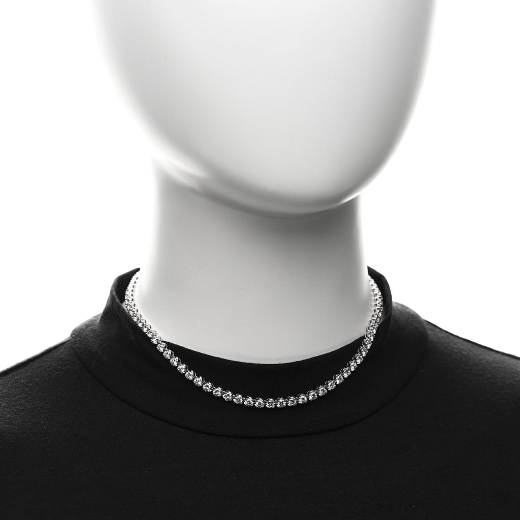 14K White Gold Diamond 6.95ctw Tennis Choker Necklace