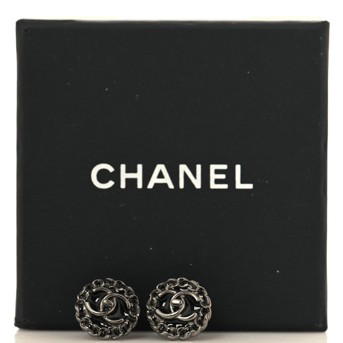 CC Chain Round Earrings Ruthenium Black Ruthenium Black